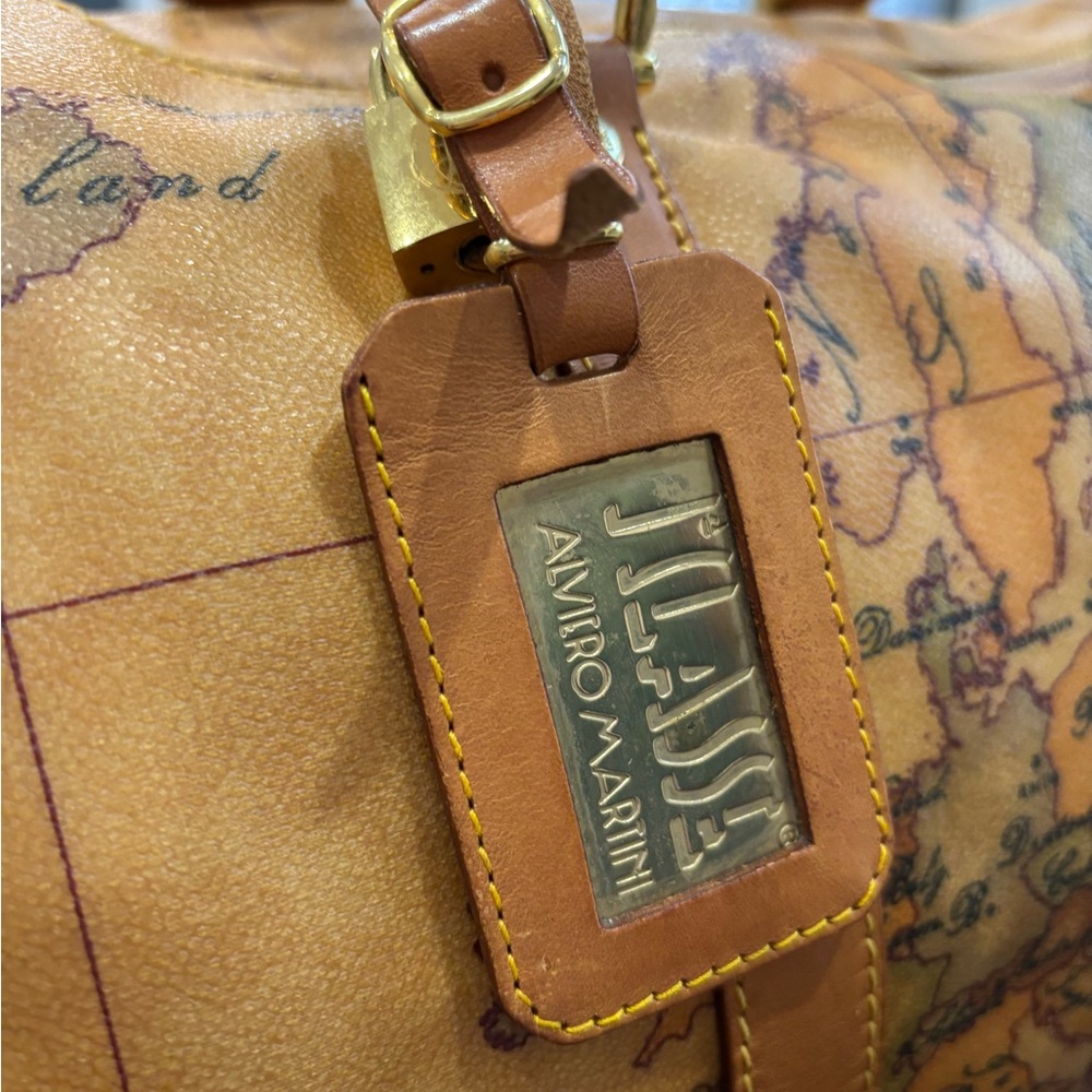 Alviero Martini 1A Classe Geo Map Mini Tote Bag Tan Italy Leather - Picture 5 of 12